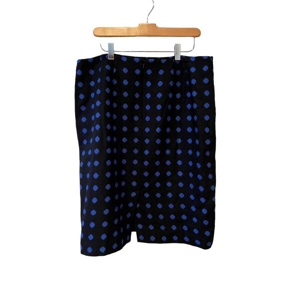 Talbots wool pencil skirt black & blue polka dot 12 - Picture 1 of 5